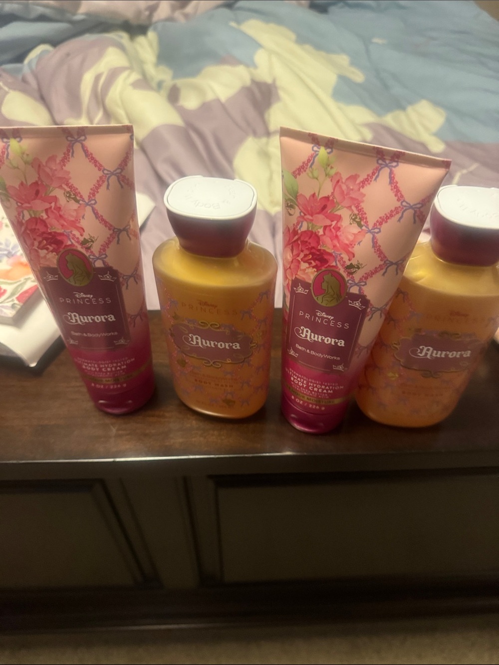 Bath & Body Works Pink & Gold Aurora Scented Body Lotion & Cream Set